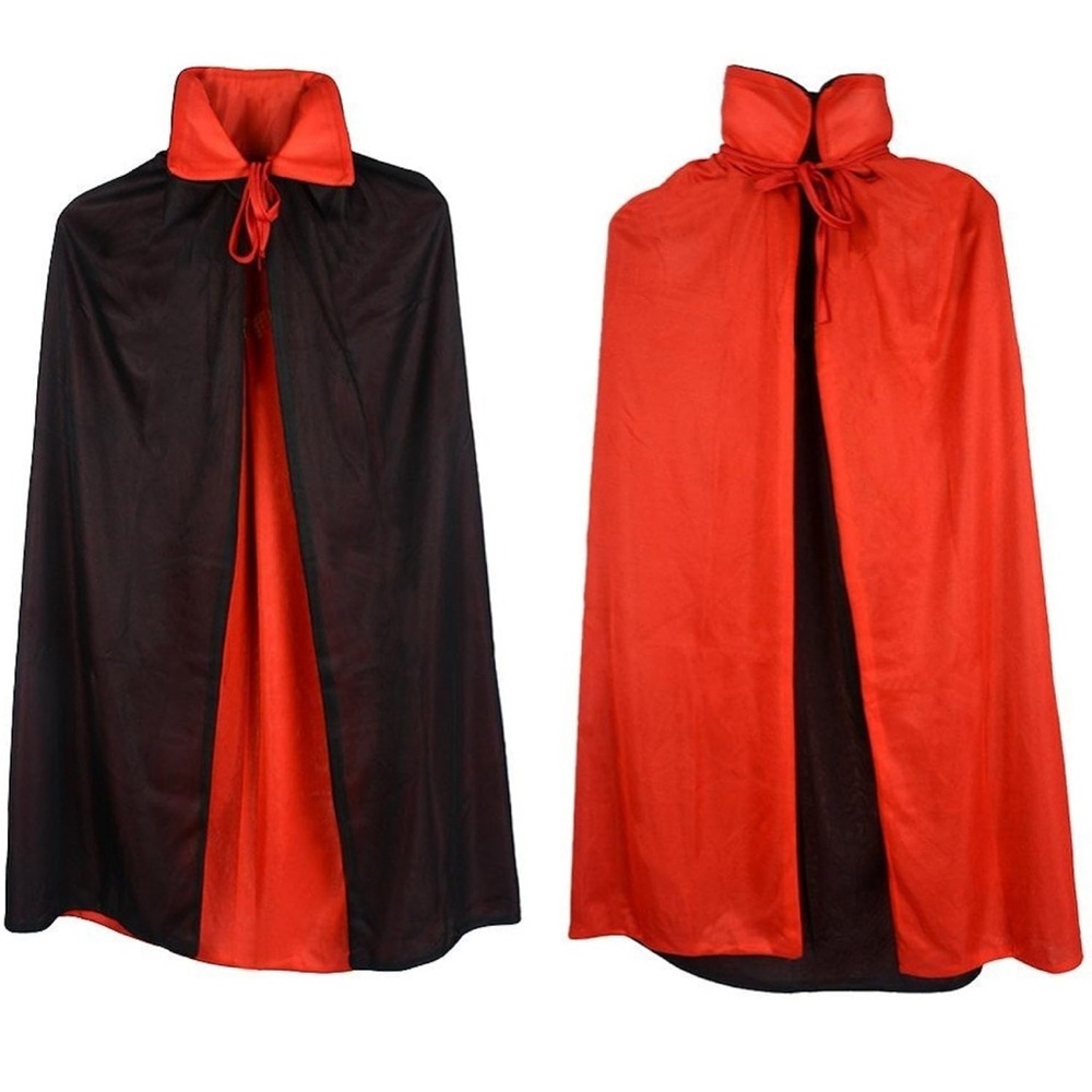Reversible Unissex Red and Black Cape Vampire Magician Cloak Halloween Costume